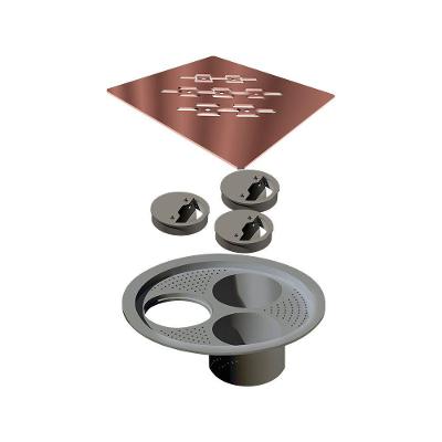 Grelha Para Ralo Linear Elleve Quadrada 5568 15x15 Rose Gold