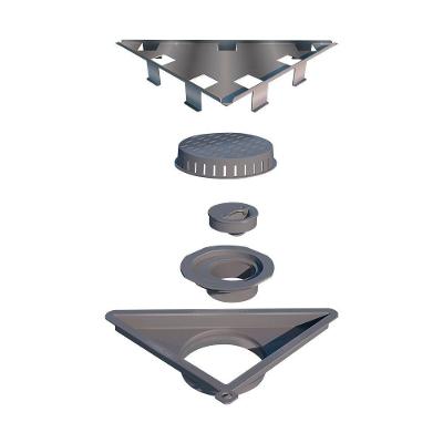 Ralo Linear Elleve Vertex Triangular 5207 16x16x22 Com Tampa Oculta 5207
