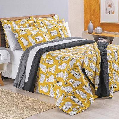 Edredom Queen New Cats Estampado 200 Fios 100% Algodão 3 Peças