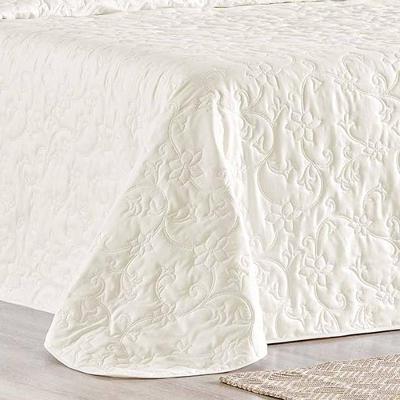 Cobre Leito Queen Bouti Mavie Floral 180 Fios 3 Peças - Marfim