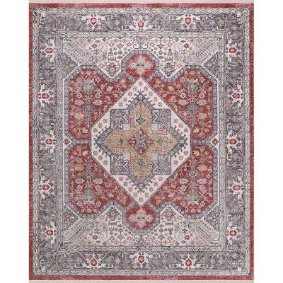 Tapete Para Sala Coliseo 05 Cinza e Vermelho 2,50x3,10m
