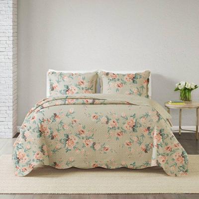 Kit Cobre Leito Queen Paris Patchwork + 2 Porta Travesseiros Jardim Rosado