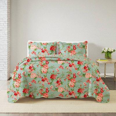 Kit Cobre Leito Queen Paris Patchwork + 2 Porta Travesseiros Azul Tropical