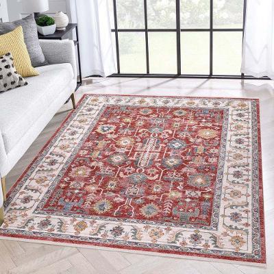 Tapete Para Sala Coliseo 04 Vermelho e Cinza 3,00x4,00m