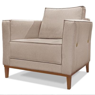 Poltrona Decorativa Balli 1 Lugar Pes Madeira Linho Areia Ezz Areia