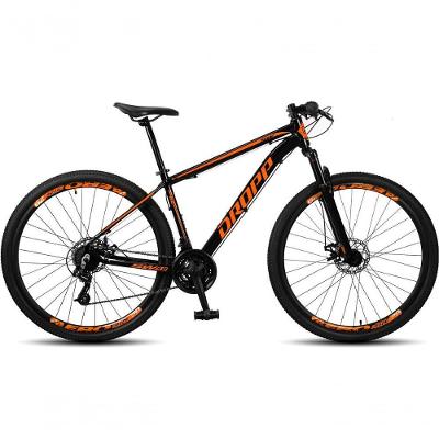 Bicicleta Aro 29 Dropp SW 24 Velocidades Quadro 21 Alumínio MTB Câmbio Shimano Suspensão 100 mm Preto e Laranja