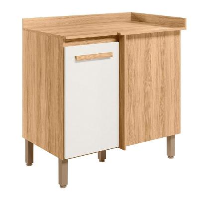 Balcao Canto Reto 89 Cm Com Tampo 16990 Freijo Off White Cristal Nicioli
