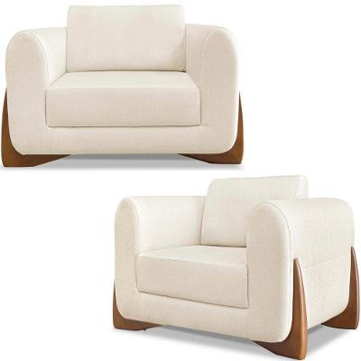 Kit 2 Poltronas Jolie 1 Lugar Pes Boomerang Linho Natural Ezz Natural