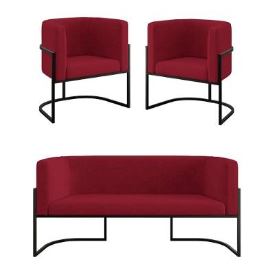 Kit 2 Poltronas Sofá 2 Lugares Para Recepção Balaqui Marsala
