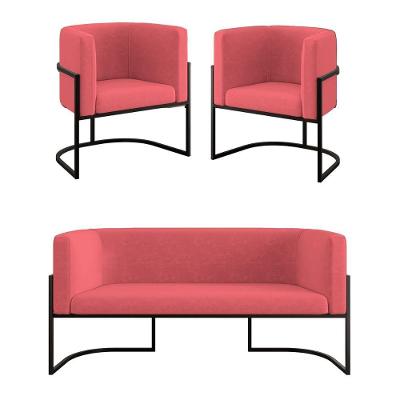 Kit2 Poltronas Sofá 2 Lugares Para Recepção Balaqui Rosa