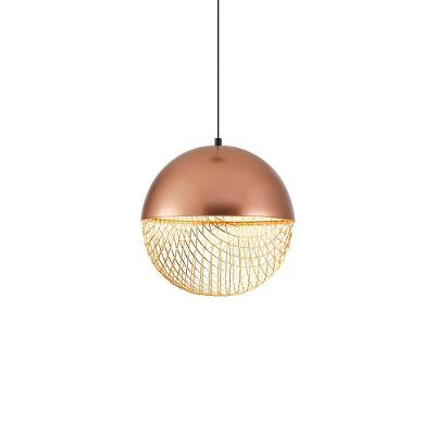 Lustre Pendente Nordecor Rezi 2933 25cm Cobre - Dourado Brilho Led Bivolt