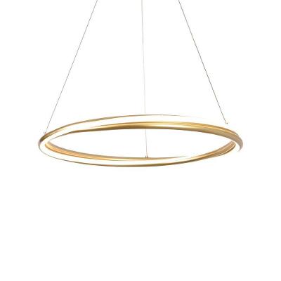Lustre Pendente Nordecor Euni 2871 60cm Dourado Fosco Led Bivolt