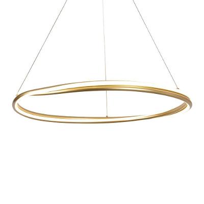 Lustre Pendente Nordecor Euni Odi 2872 80cm Dourado Fosco Led Bivolt
