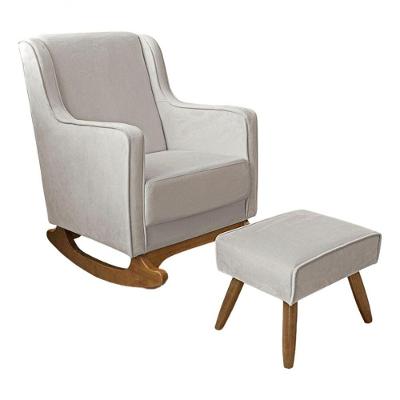 Cadeira Poltrona De Amamentação E Balanço áquila C- Puff - Anjo De Casa Cor Veludo Off White Desenho Do Tecido Liso