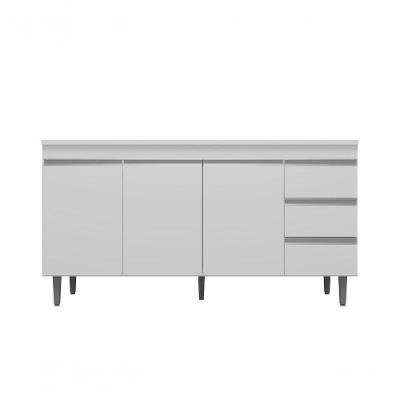 Armário Gabinete Para Pia Andreia S-tampo 150cm 3 Portas 3 Gavetas Branco - Ajl Móveis