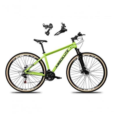 Bicicleta Aro 29 Absolute Nero 5 Alumínio 24v Câmbios Shimano Garfo Suspensão Pneu Faixa - Verde Tam.15