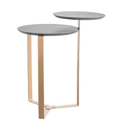 Mesa Lateral 02 Tampos Chanfrada Pe Metal Dourado Nero Artesano Nero Dourado