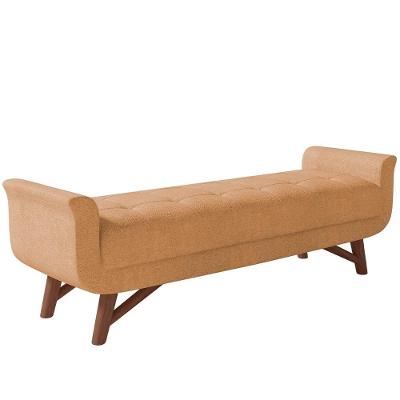 Puff Recamier Decorativo Com Pés Em Madeira 160 Cm Itália P05 Bouclê Mostarda - Lyam Decor