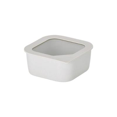 Pote Quadrado De Cerâmica - Tampa De Vidro - 900ml - Fika One - Cor Branco