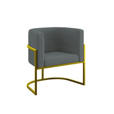 Cadeira Poltrona Decorativa Com Base Metal Gold Reforçada Cinza