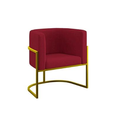 Cadeira Poltrona Decorativa Com Base Metal Gold Reforçada Marsala