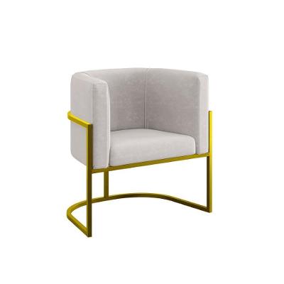 Cadeira Poltrona Decorativa Com Base Metal Gold Reforçada Bege