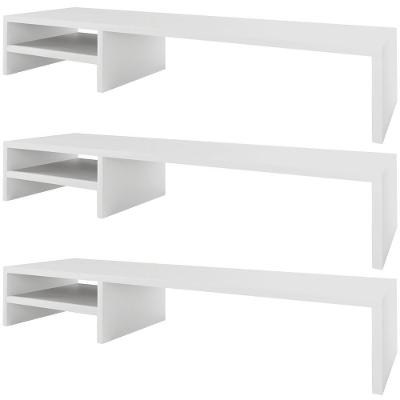 Kit 03 Suportes Para Monitor Stand Home Office Lap 90 Cm L03 Branco - Lyam