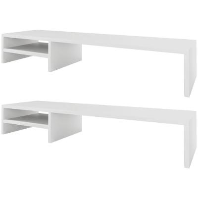 Kit 02 Suportes Para Monitor Stand Home Office Lap 90 Cm L03 Branco - Lyam