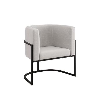 Cadeira Poltrona Decorativa Com Base Metal Black Reforçada Bege