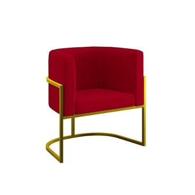 Cadeira Poltrona Decorativa Com Base Metal Gold Reforçada Vermelho