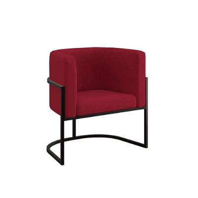 Cadeira Poltrona Decorativa Com Base Metal Black Reforçada Marsala
