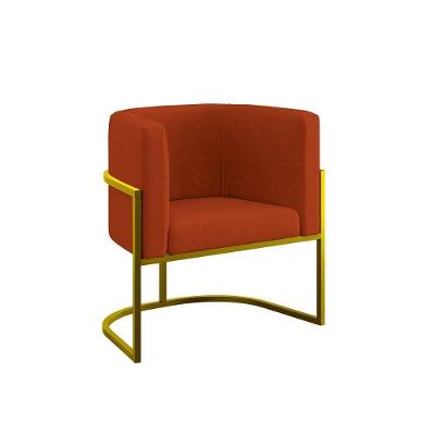 Cadeira Poltrona Decorativa Com Base Metal Gold Reforçada Terracota