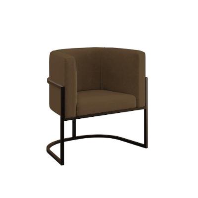 Cadeira Poltrona Decorativa Com Base Metal Black Reforçada Marrom