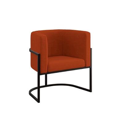 Cadeira Poltrona Decorativa Com Base Metal Black Reforçada Terracota