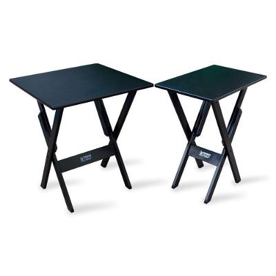 Conjunto De Mesa 70x70 Com Mesa Aparador Tarimatã - Preto - Cor: Preto