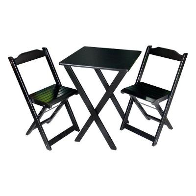 Conjunto De Mesa 60x60 E Mesa Decor Com 2 Cadeiras Tarimatã Para Area Gourmet - Preto - Cor: Preto