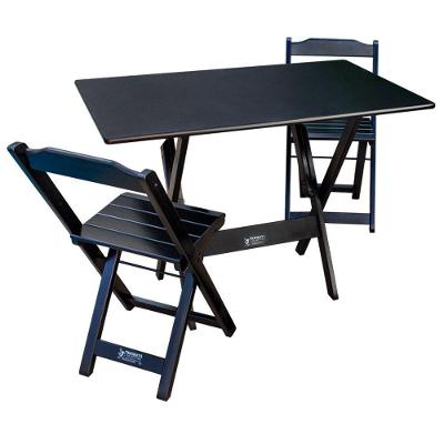 Conjunto Com Jogo De Mesa Dobravel 70x110 Com 2 Cadeiras Preto - Tarimata - Cor: Marrom