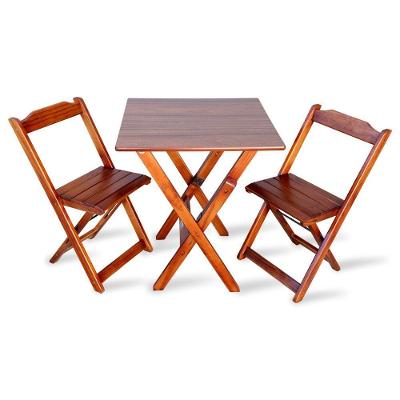 Conjunto De Mesa Dobrável 70x70 Com 2 Cadeiras Imbuia - Cor: Marrom