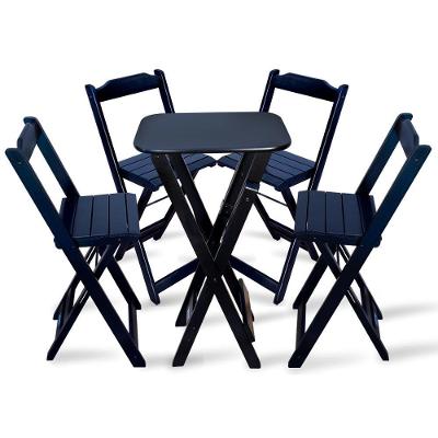 Conjunto De Mesa Bistro Dobravel Com 4 Cadeiras - Preto - Cor: Preto