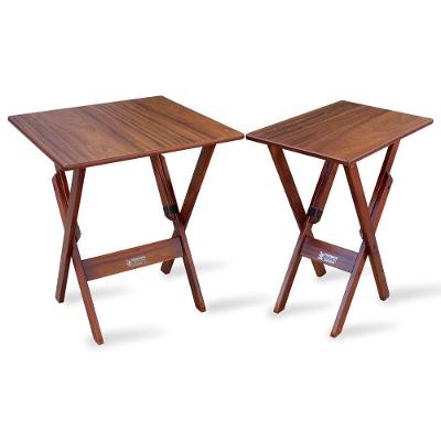 Conjunto De Mesa 70x70 Com Mesa Aparador Tarimatã - Imbuia - Cor: Marrom