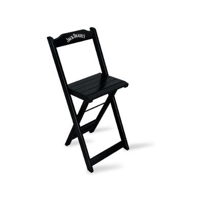 Banqueta Bistrô De Madeira Dobravel Jack Daniel's Preta Ideal Para Bares E Restaurantes - Cor: Preto