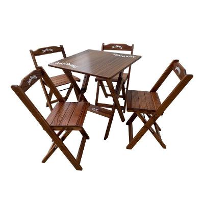 Conjunto Mesa Dobrável Madeira 70x70 Com 4 Cadeiras Personalizada Jack Imbuia - Cor: Marrom