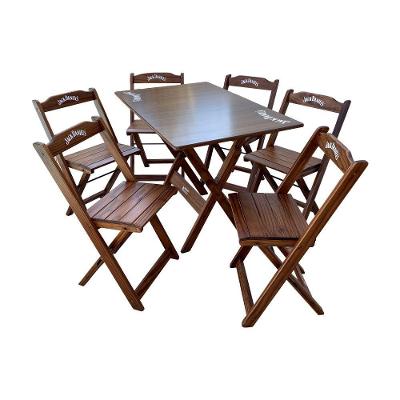 Conjunto Mesa Dobrável Madeira 110x70 Com 6 Cadeiras Personalizada Jack Imbuia - Cor: Marrom