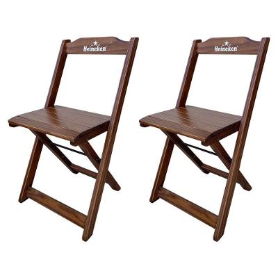 Kit 2 Cadeiras Dobráveis Madeira Personalizada Hei Imbuia Marrom