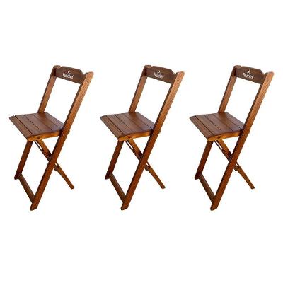 Kit 3 Banquetas Bistrô Dobrável Madeira Personalizada Hei Imbuia - Cor: Marrom