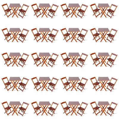 Kit De 20 Conjuntos De Mesa Dobrável 70x70 Com 2 Cadeiras Imbuia - Cor: Marrom