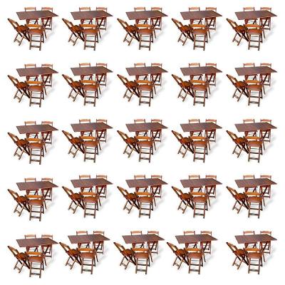 Kit De 20 Conjuntos De Mesa Dobrável 70x110 Com 4 Cadeiras Imbuia - Cor: Marrom