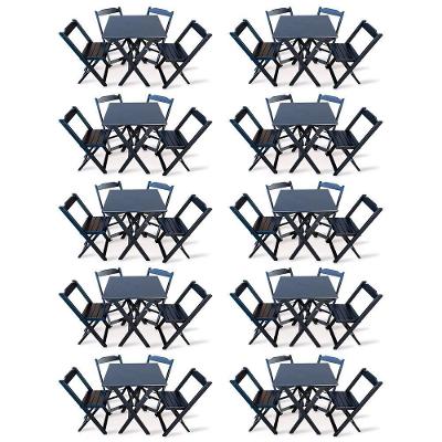 Kit De 10 Conjuntos De Mesa Dobrável 60x60 Com 4 Cadeiras Preto - Cor: Preto