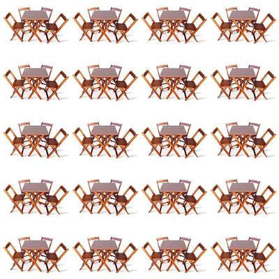 Kit De 20 Conjuntos De Mesa Dobrável 70x70 Com 4 Cadeiras Imbuia - Cor: Marrom