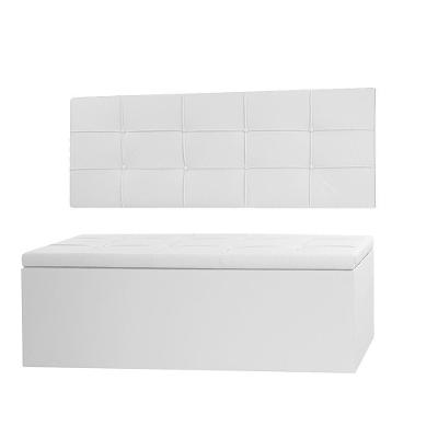 Kit Cabeceira Painel E Calçadeira Baú Solteiro 0,90m Roma Material Sintético Branco Sky Mobile
